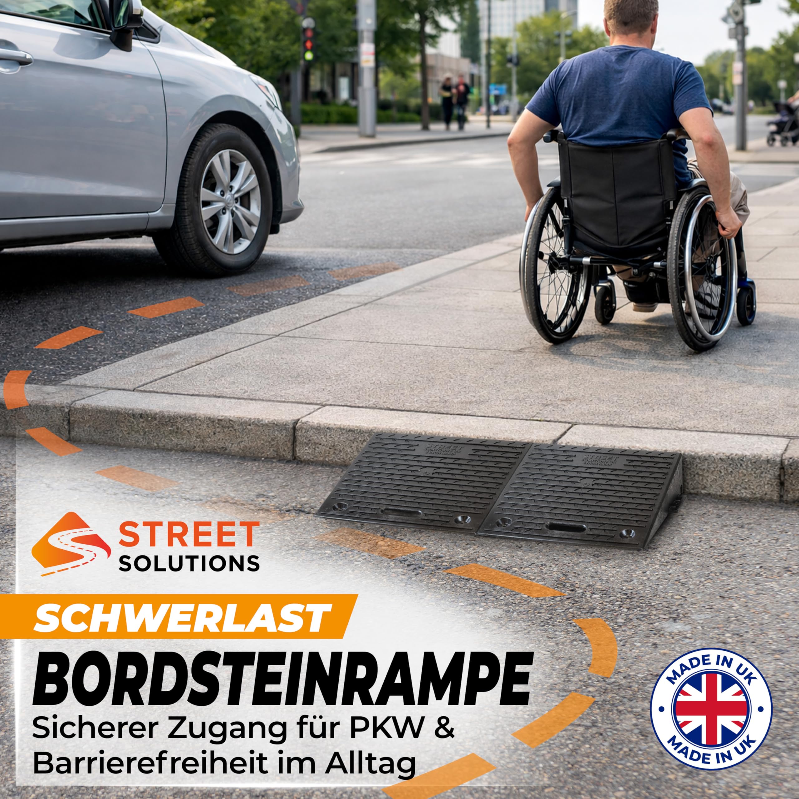 Street Solutions UK Bordsteinrampe Gummi 10 cm hoch - 2er Set rutschfeste Rollstuhlrampe für Autos, Treppen & Bordsteinkanten 3