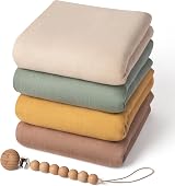 Moonkie Muslin Swaddle Blanket 47x47 Inches 4 Pack Light Sea Green Beige view 1