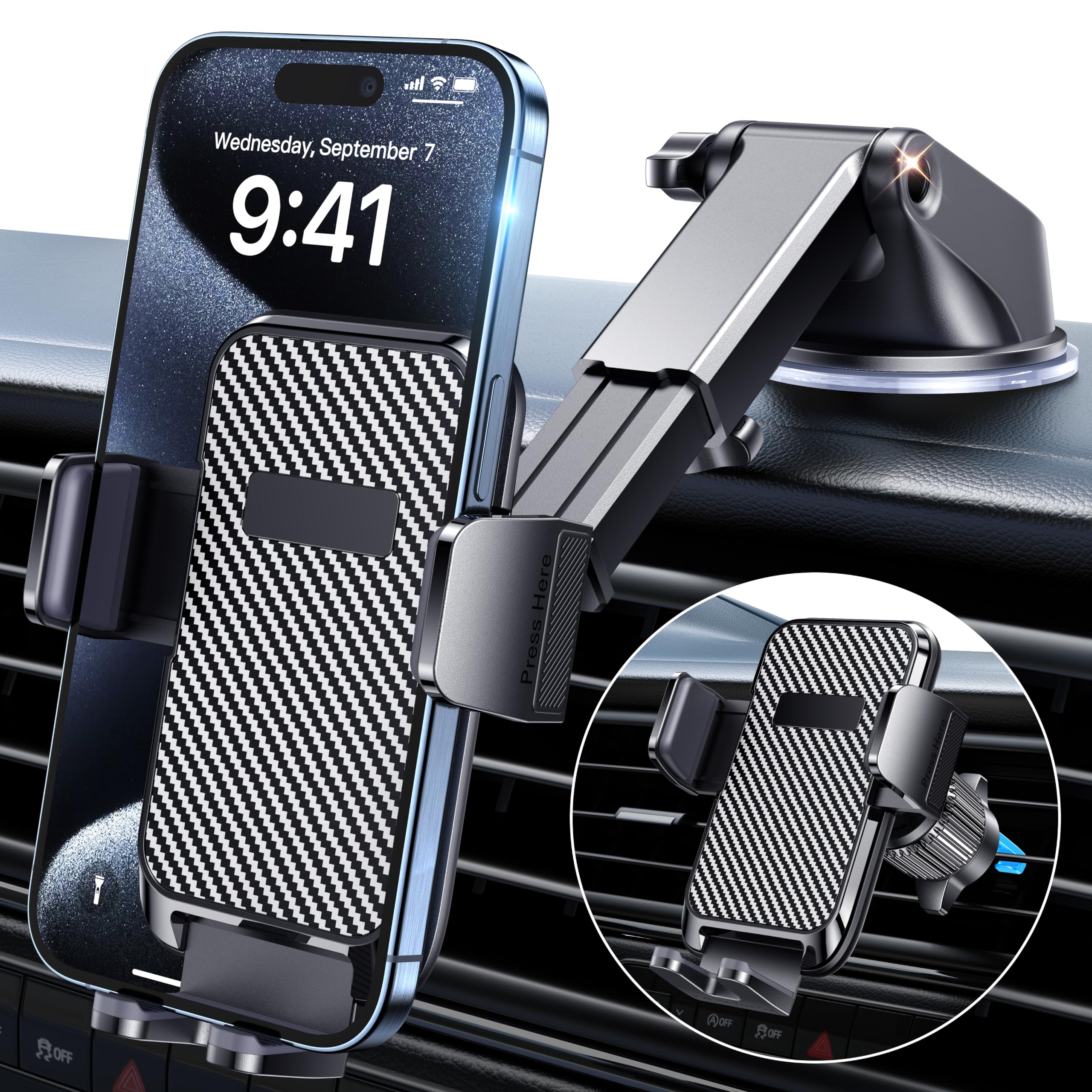 Car Phone Holder for Magsafe [2026 90+LBS Suction & 3900gf Magnetic] 360° Adjustable Cell Phone car Mount, Phone Holders for Your Car Accessories for iPhone 17 16 15 14 13 12 Pro Plus Max Air