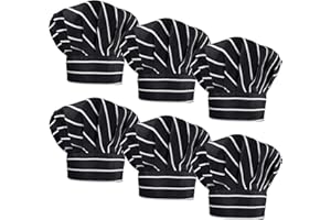 LilMents 6 Pack Chef Hat Set Elastic Baker Kitchen Catering Cooking Chefs Hats