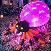 JOYIN 8 FT Halloween Inflatable Giant Spider Outdoor Decorations, Blow Up Spider Yard Decorations with Rotating Colorful Light and Glowing Eyes for Halloween Party Lawn Garden Outside Decor