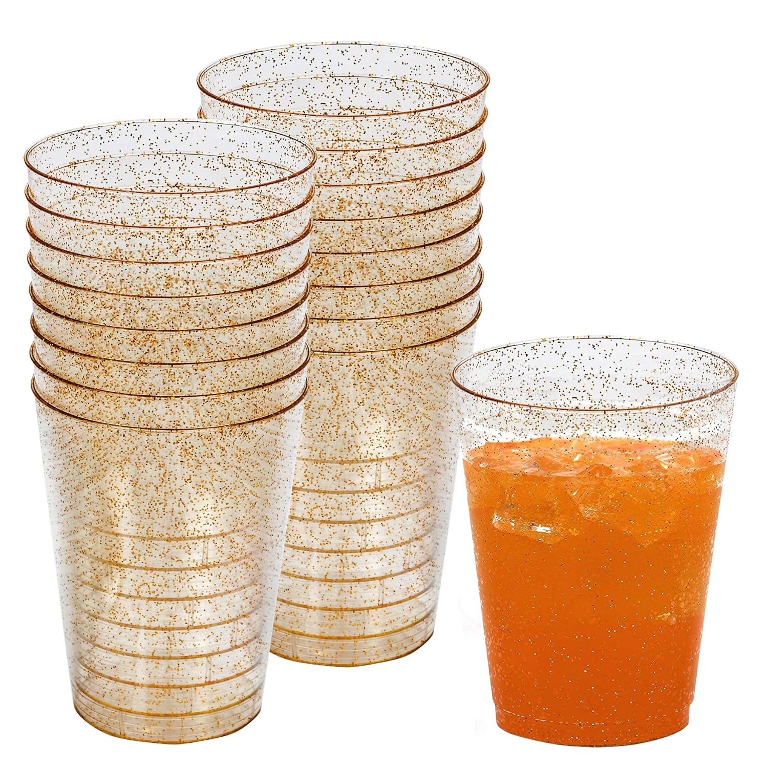 50 x Disposable Glitter Cups Tumblers Party Tableware Wedding Dinner