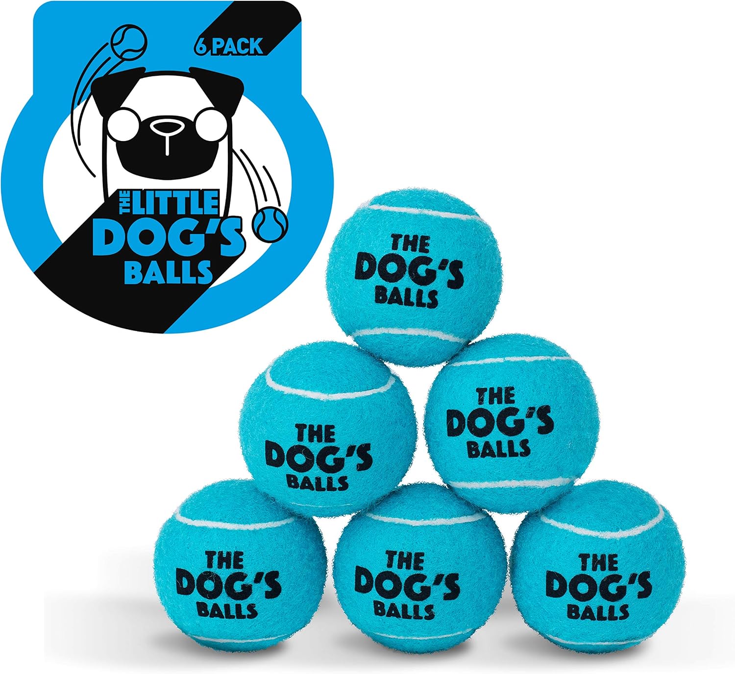 The Dog's Balls - Dog Tennis Balls, Blue, Small, 6‑Pack, 6 Small Tennis Balls
