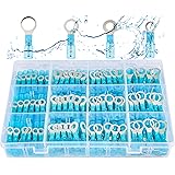 haisstronica 200pcs Blue Marine Grade Heat Shrink Ring Connectors-Tinned red Copper 0.7mm 4 Sizes #10,1/4",5/16",3/8",16-14 G