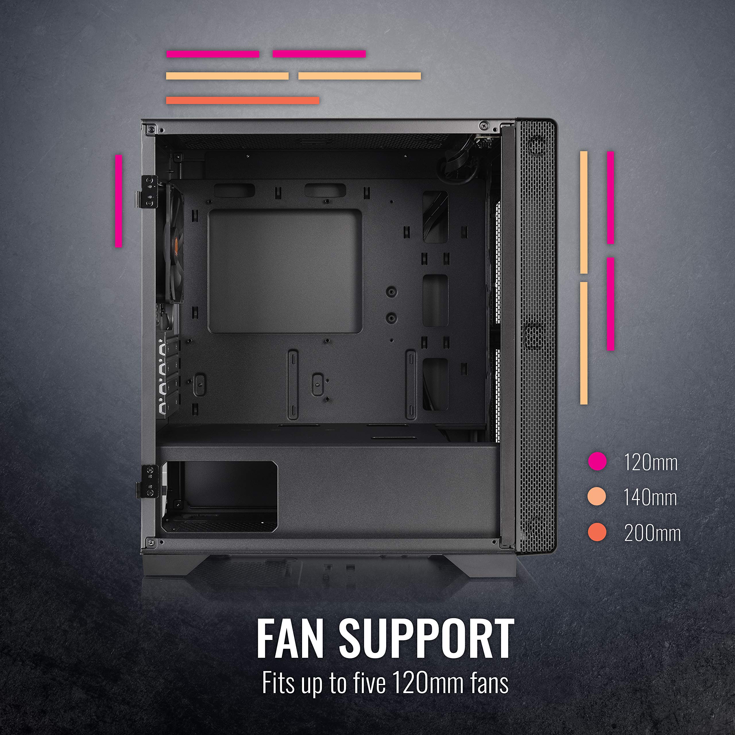 Thermaltake CA-1Q9-00S1WN-00 S100 Tempered Glass Black Edition Micro-ATX Mini-Tower Computer Case with 120mm Rear Fan Pre-Installed