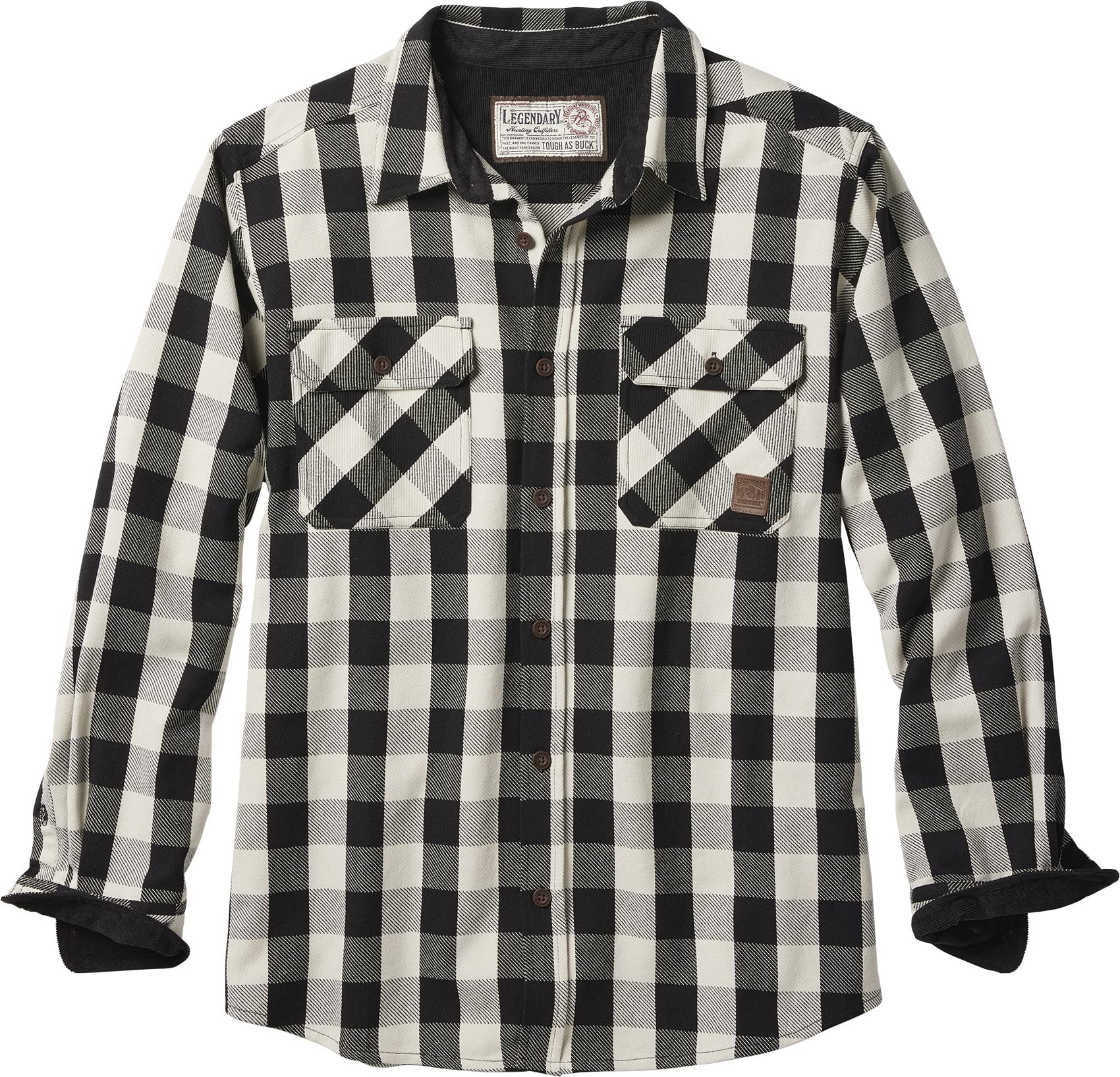 Legendary Whitetails Men's Tough As Buck Heavyweight Flannel Shirt, Cream Buffalo Check, 5X-Large Image