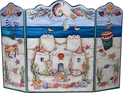 Stupell Industries 3 Panel Decorative Fireplace Screen Beach