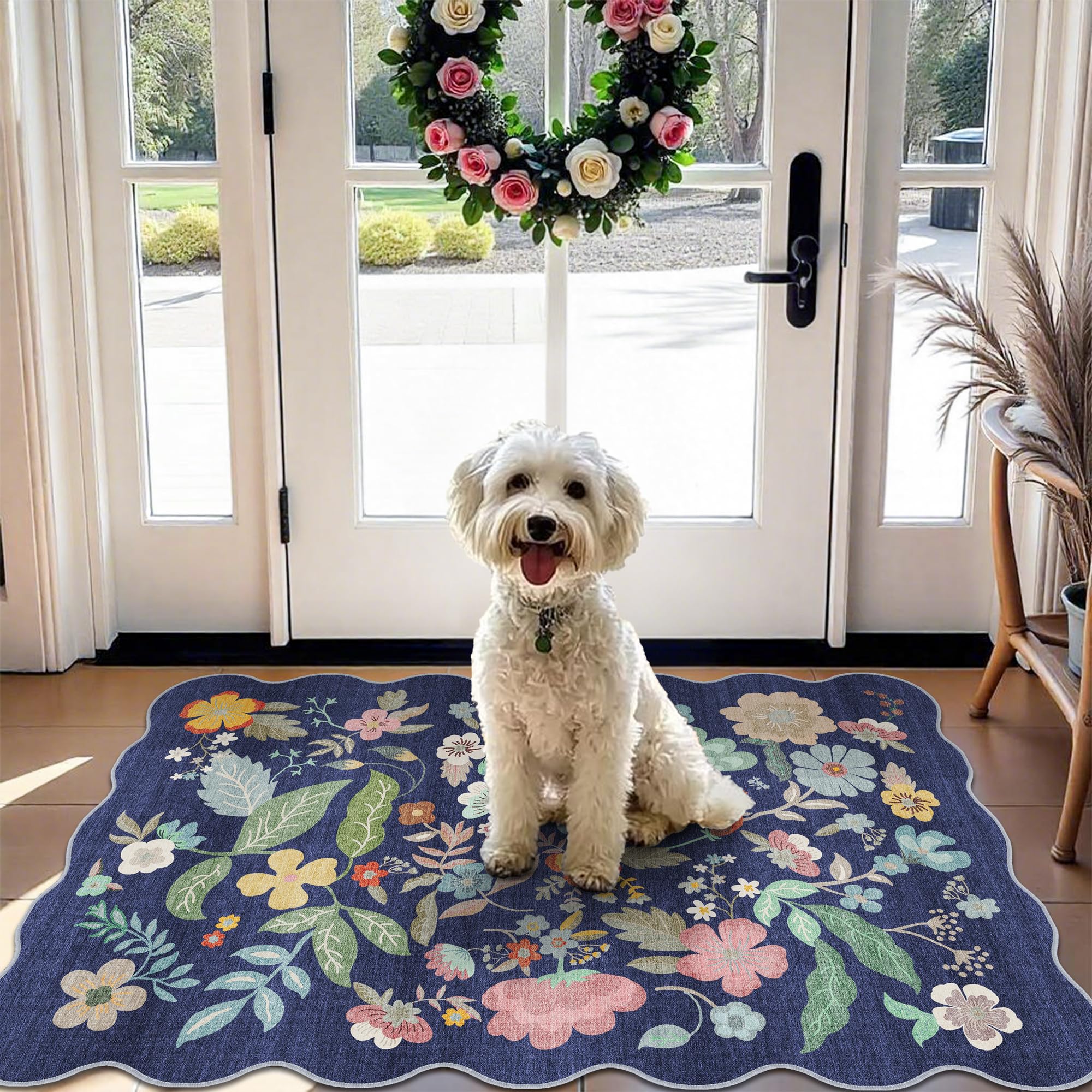 Photo 1 of Washable 2x3 Area Rug for Entryway: Easy-Clean Carpet with Non-Slip Backing for Bedroom Kitchen Stain-Resistant Durable Low Pile Floor Mat – Perfect for High-Traffic Areas with Pets (2x3/Purple)