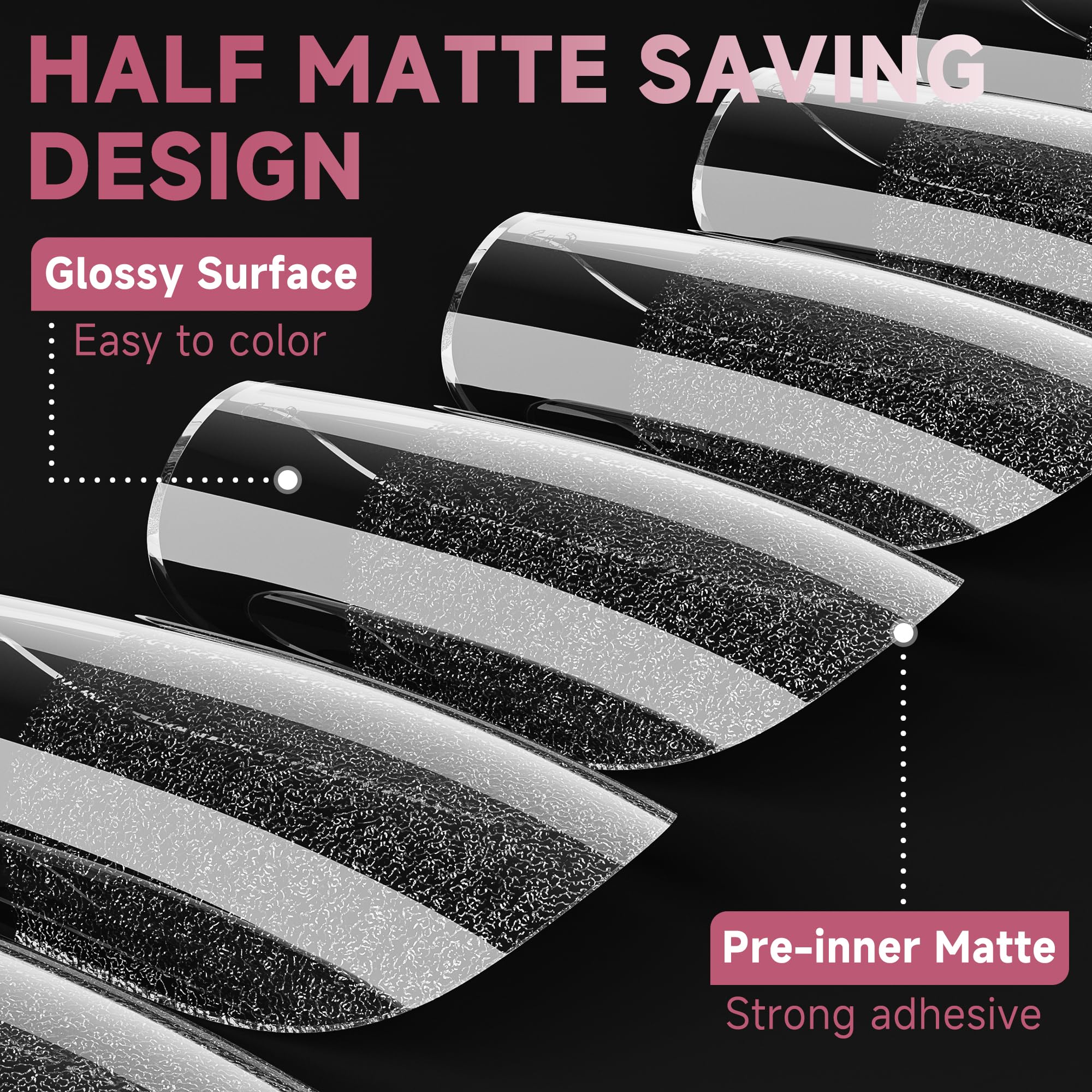 UNA GELLA Medium Square Gel Nail Tips Half Matte 312pcs Medium Square Gel Nails x Full Cover False Acrylic Nails Tips for Press On Nails DIY Art Salon Nail Extensions, 12 Sizes - Image 6