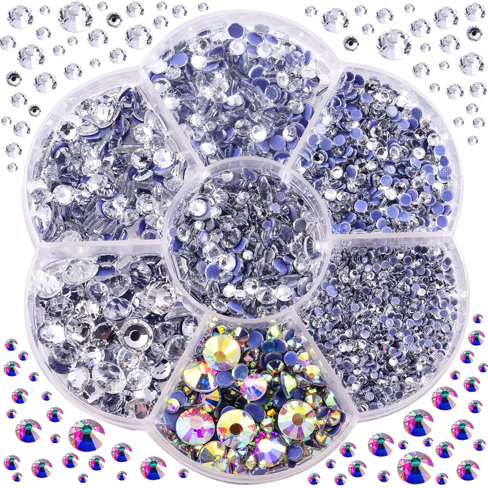 Blinginbox 3000pcs Mixed Sizes SS6-SS30 Crystal Rhinestones for Craft & Clothes DIY Decorations