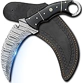 RC Damascus Hunting Knife with Leather Sheath | 9'โ EDC Knife for Men | Full Tang Fixed Blade handmade Knives - it's a unique product for unique buyers. (Black)