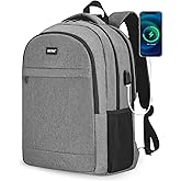 TANTOMI 17 Inch Travel Laptop Backpack for Men Women, Business Laptop Backpack with Anti Theft & USB Charging Port, Water Resistant Durable School Computer Backpack for Travel, Work, Daily Carry