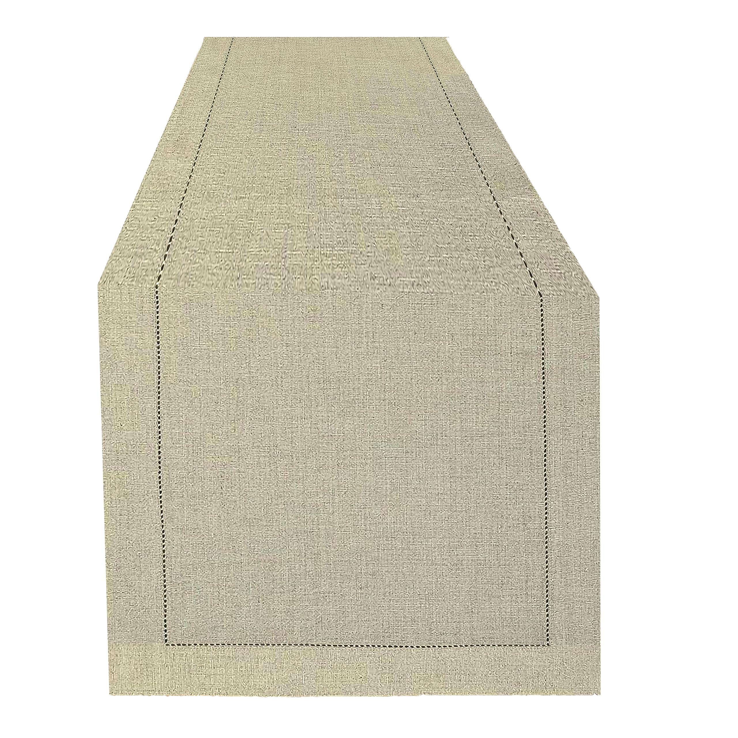 Linen Clubs - Flax Cotton Linen Looks Table Runner - Size 16x90 Natural - Hand Crafted and Hand Stitched Table Runner with Hemstitch detailing