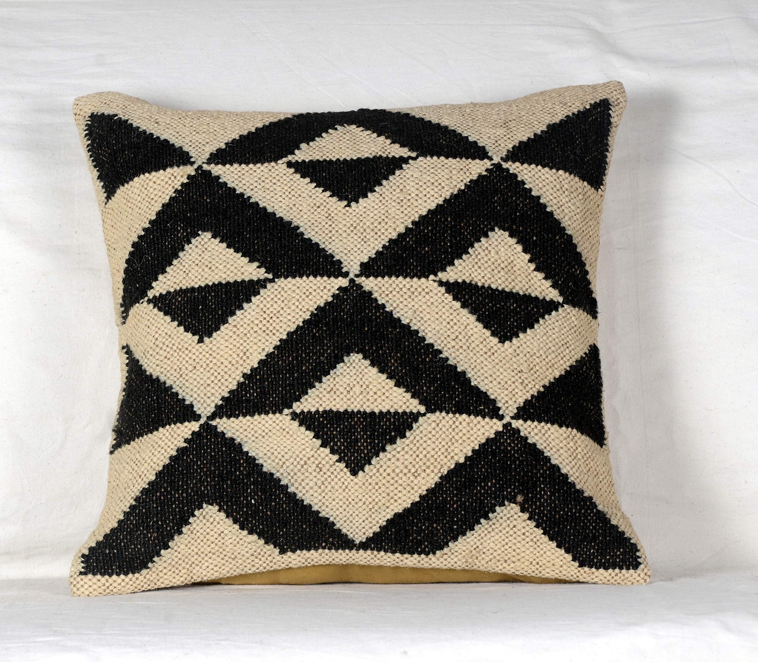 Kilim Cushion Cover Jute Ethnic Pillow Boho Hand Woven Shams Hippie Indian Throw Art Handloomed Rug Cushion Cover