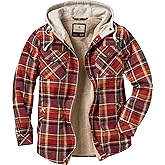 Legendary Whitetails Men's Hooded Shirt Jacket Plaid Flannel Berber Lined Polyfill Insulated