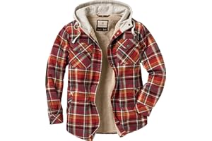Legendary Whitetails Men's Hooded Shirt Jacket Plaid Flannel Berber Lined Polyfill Insulated