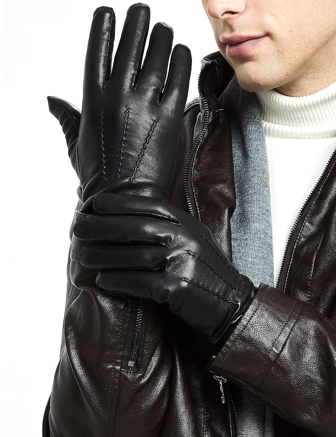 Buy Leather Gloves for Men Deluxe Sheep Skin Leather Mens Gloves