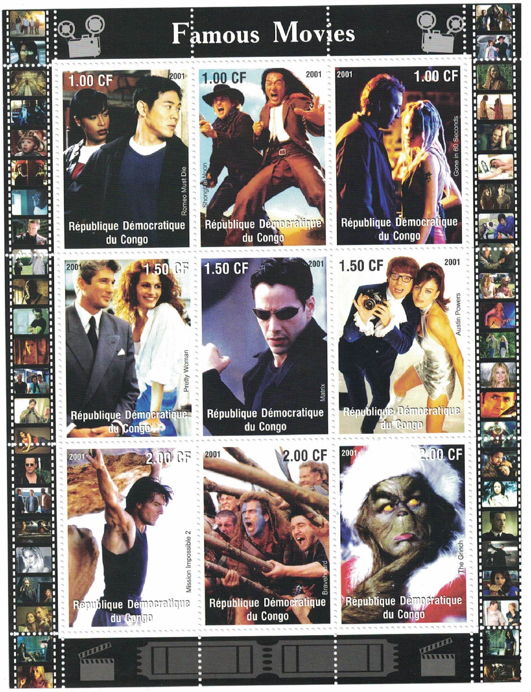 Stamps For Collectors Movie Perforfated Stamp Sheet Featuring