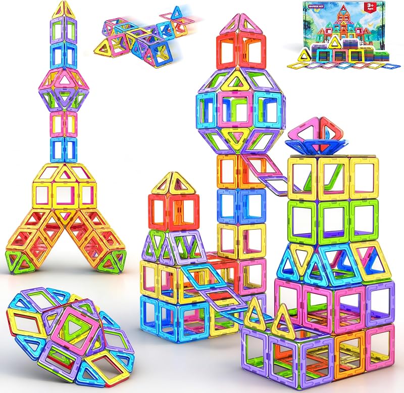 COOLJOY Magnetic Tiles for Kids 40Pcs Magnetic Construction Block Toys Learning