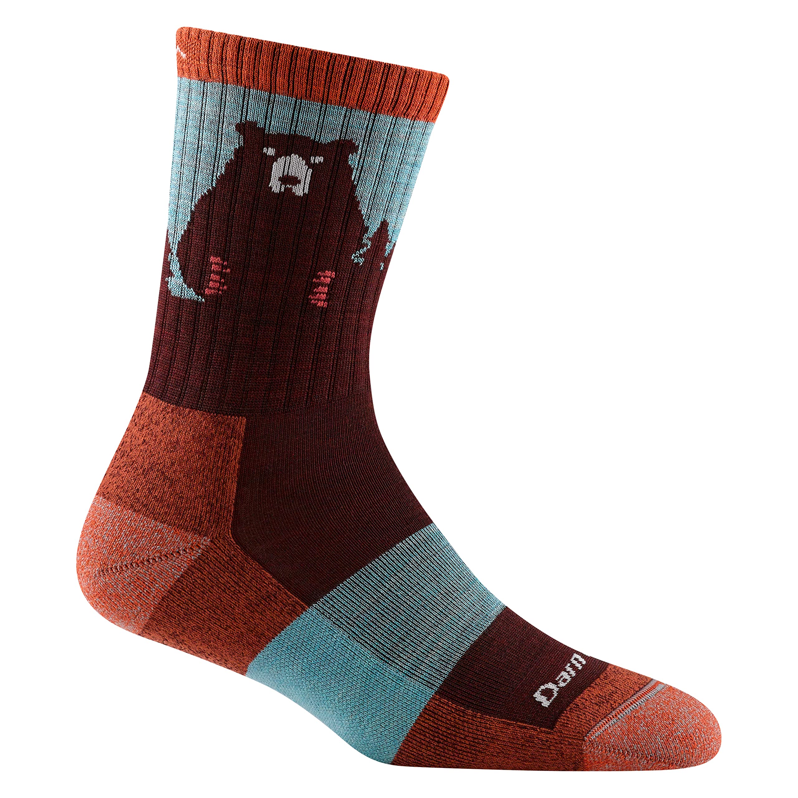 Photo 1 of Darn Tough Vermont Women's Bear Town Micro Crew Lightweight with Cushion Sock (Style 1970) - Burgundy, Small