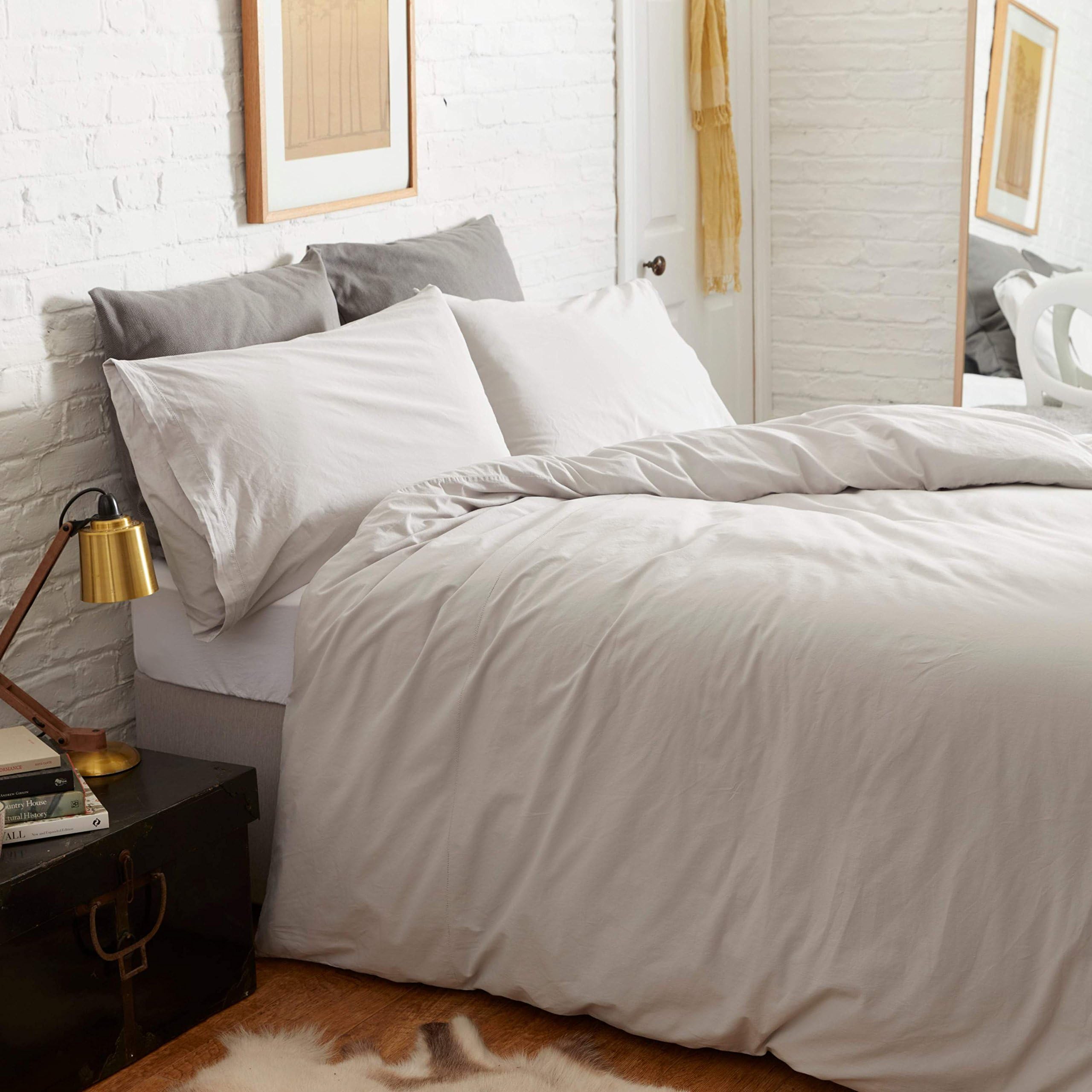 Rever Stone KOKO Washed Cotton Bedding - Pillowcase Pair (Light Grey)