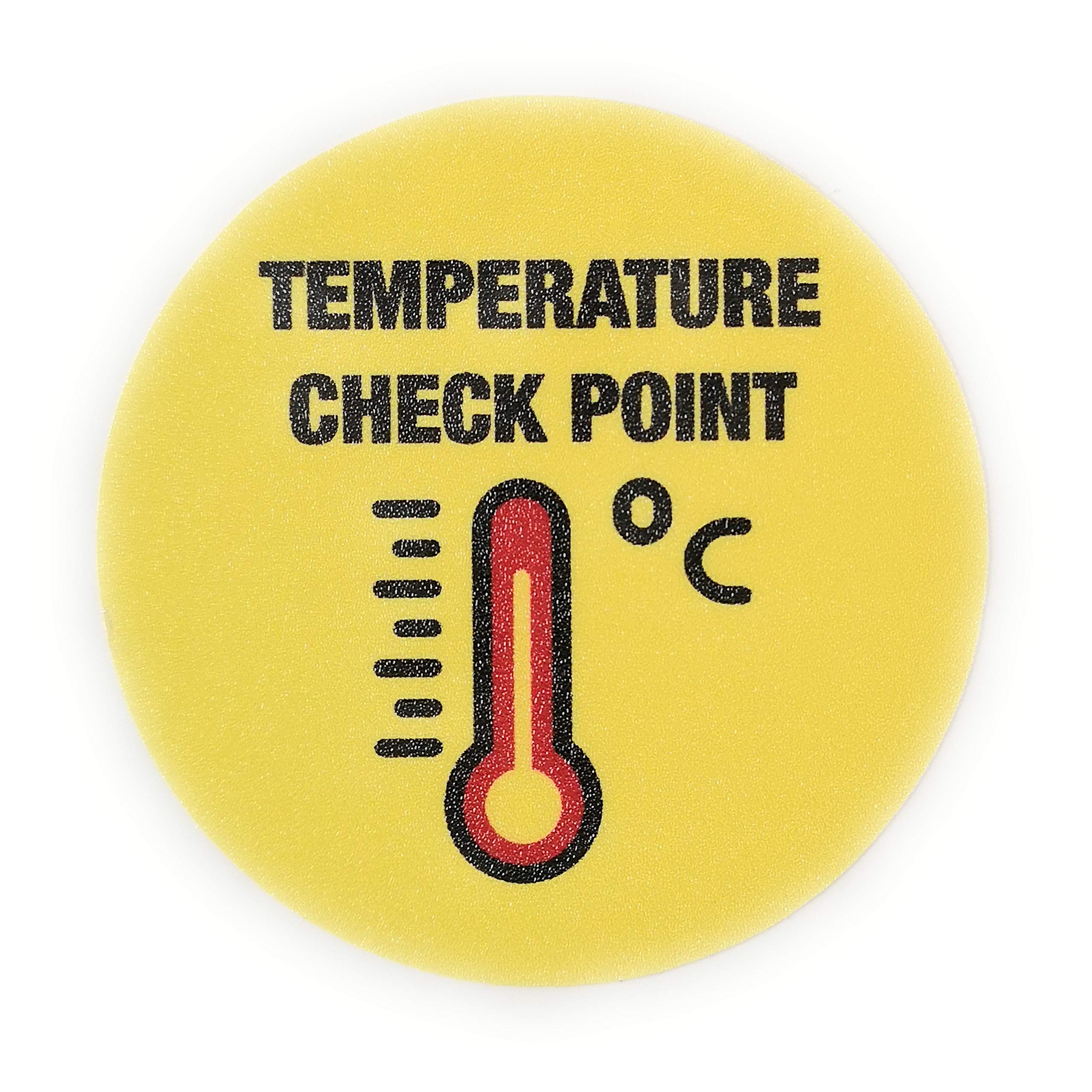 Removable Self Adhesive Vinyl"Temperature Check Point" Social Distancing Sign 10cm Diameter