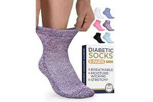 Diabetic Ankle Socks for Men & Women | 6 Pairs Wide Non Binding Socks Quarter Length | Edema Neuropathy Socks