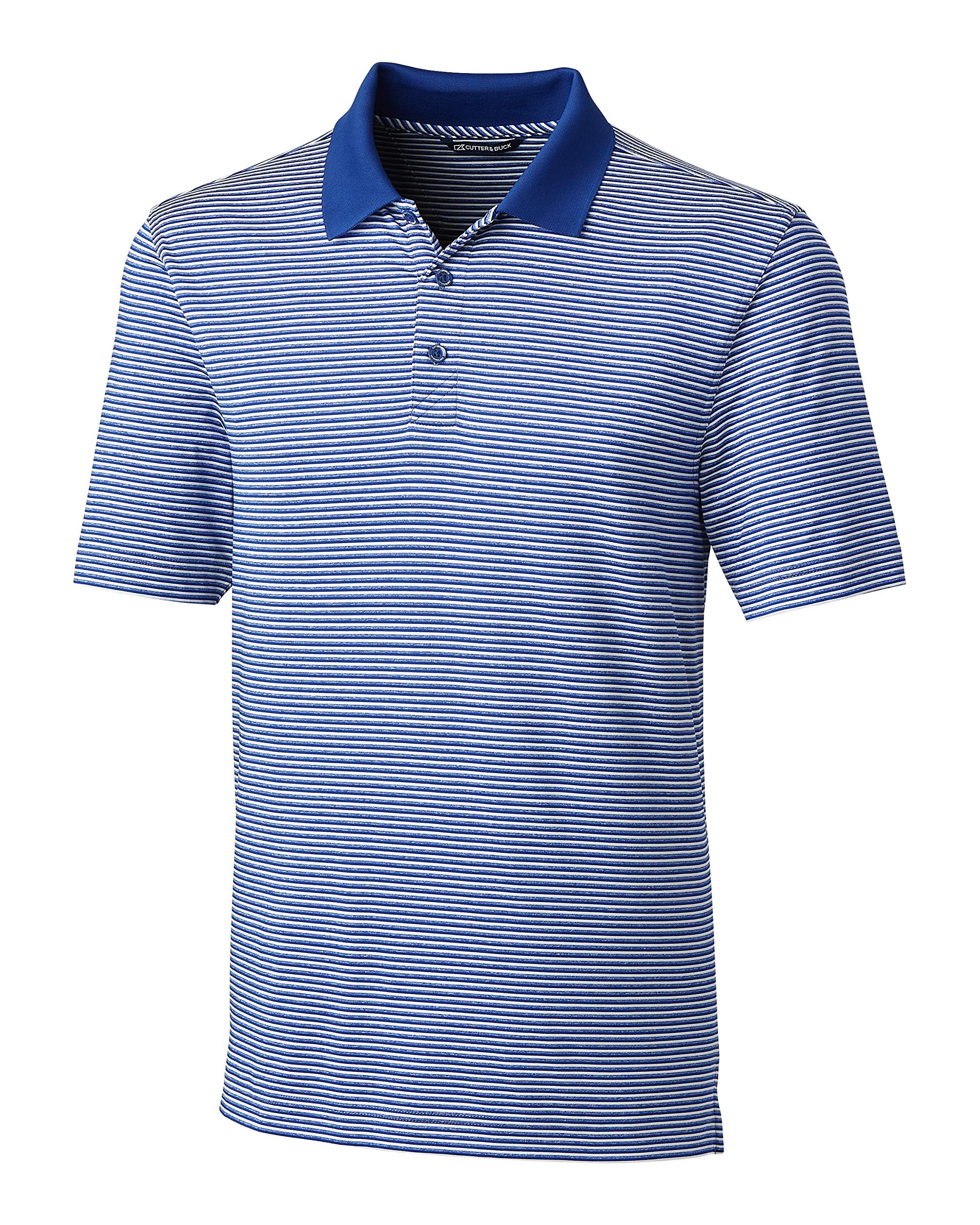 Cutter & Buck Men’s Moisture Wicking UPF 50 Drytec Forge Tonal Stripe Polo Shirt, Tour Blue, XXX-Large