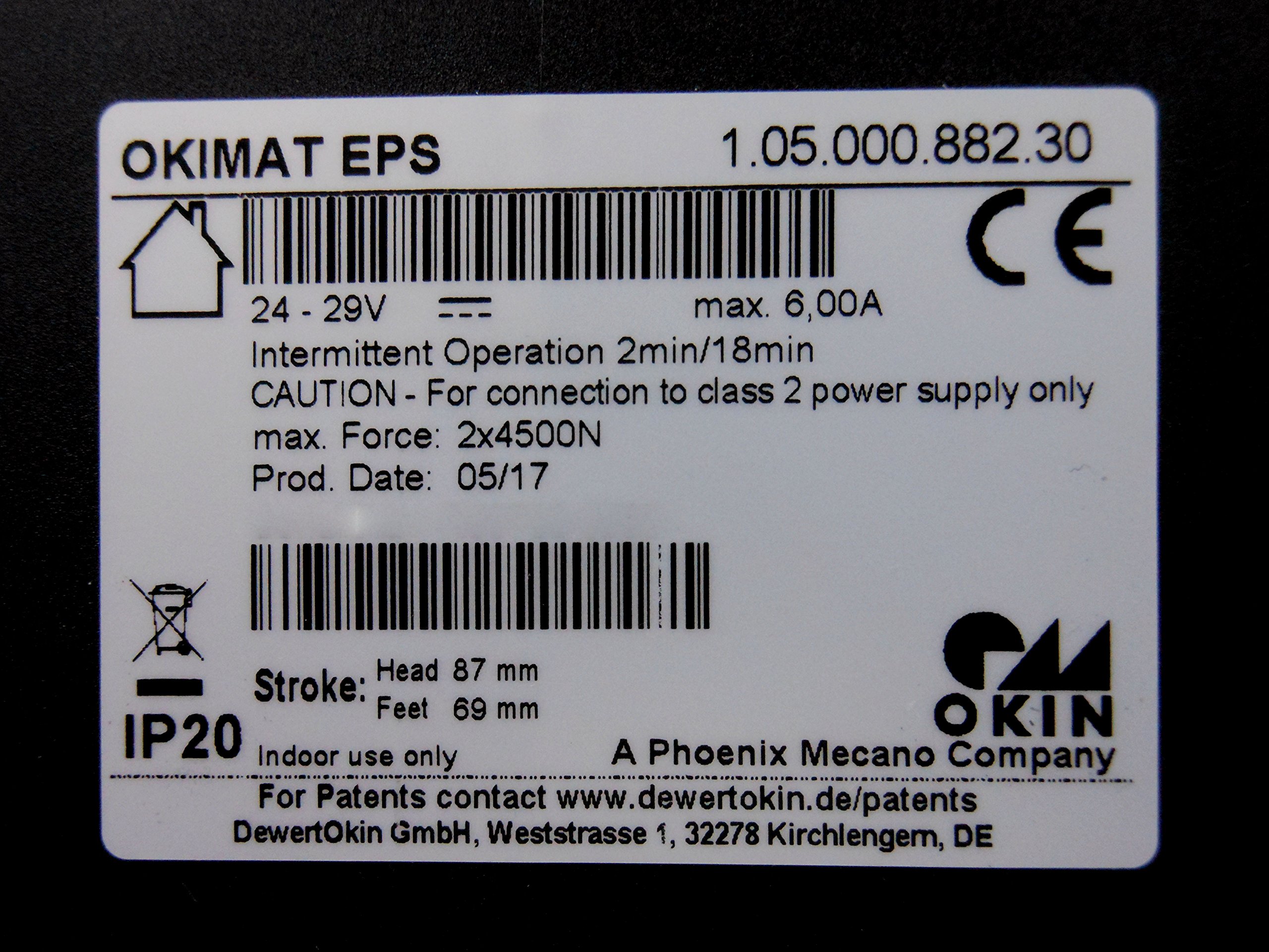 Okin Actuator Motor for Adjustable Electric Bed Frame and Electric