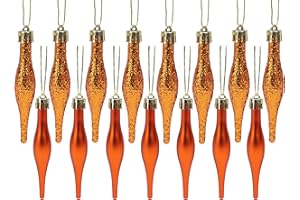 Christmas Concepts® Pack of 15-8.5cm, 85mm (3.4") Droplet Baubles - Matte & Glitter Design - Christmas Ornaments (Copper)