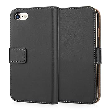 iPhone 7 Case, iPhone 8 Case, Caseflex [Black] iPhone 7 & 8 Leather Case [Cash and Card Slots] – Premium Genuine Leather Wallet Cover for iPhone 7 (2016) iPhone 8 (2017)