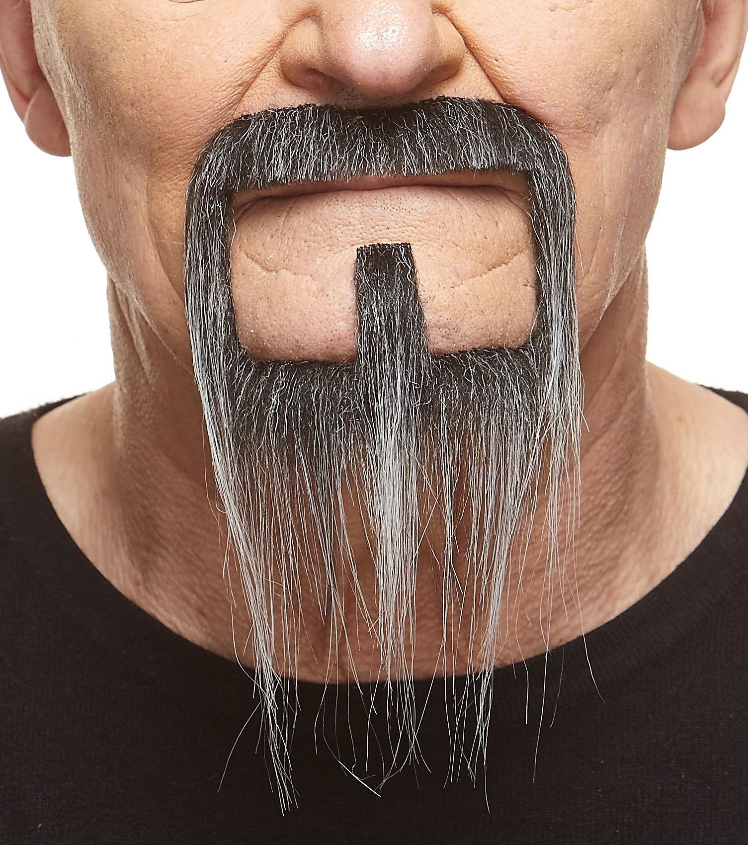 Mustaches Self Adhesive, Novelty, Long Van Dyke Fake Beard, False Facial Hair, Salt and Pepper Color