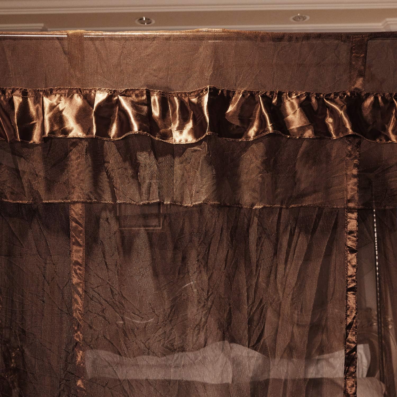 Mengersi 4 Corners Post Bed Curtain Canopy Netting Elegant Bed Drapes(Full, Black): Home & Kitchen
