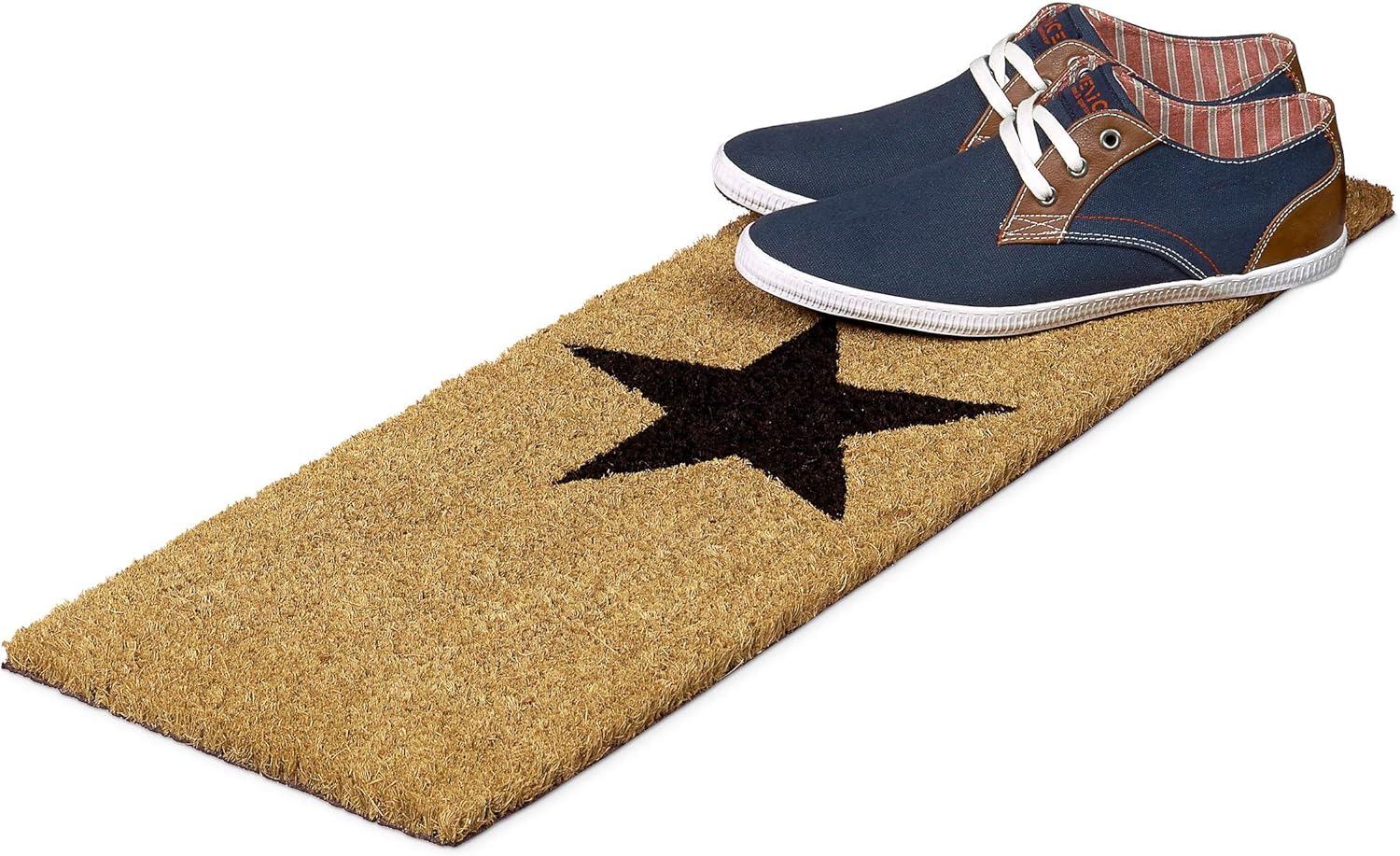 Relaxdays Narrow Coir Doormat with Large Black Star for Indoors and Outdoors w/ Anti-Slip Underside Long Welcome Mat 1.5 x 75 x 25 cm - Image 5