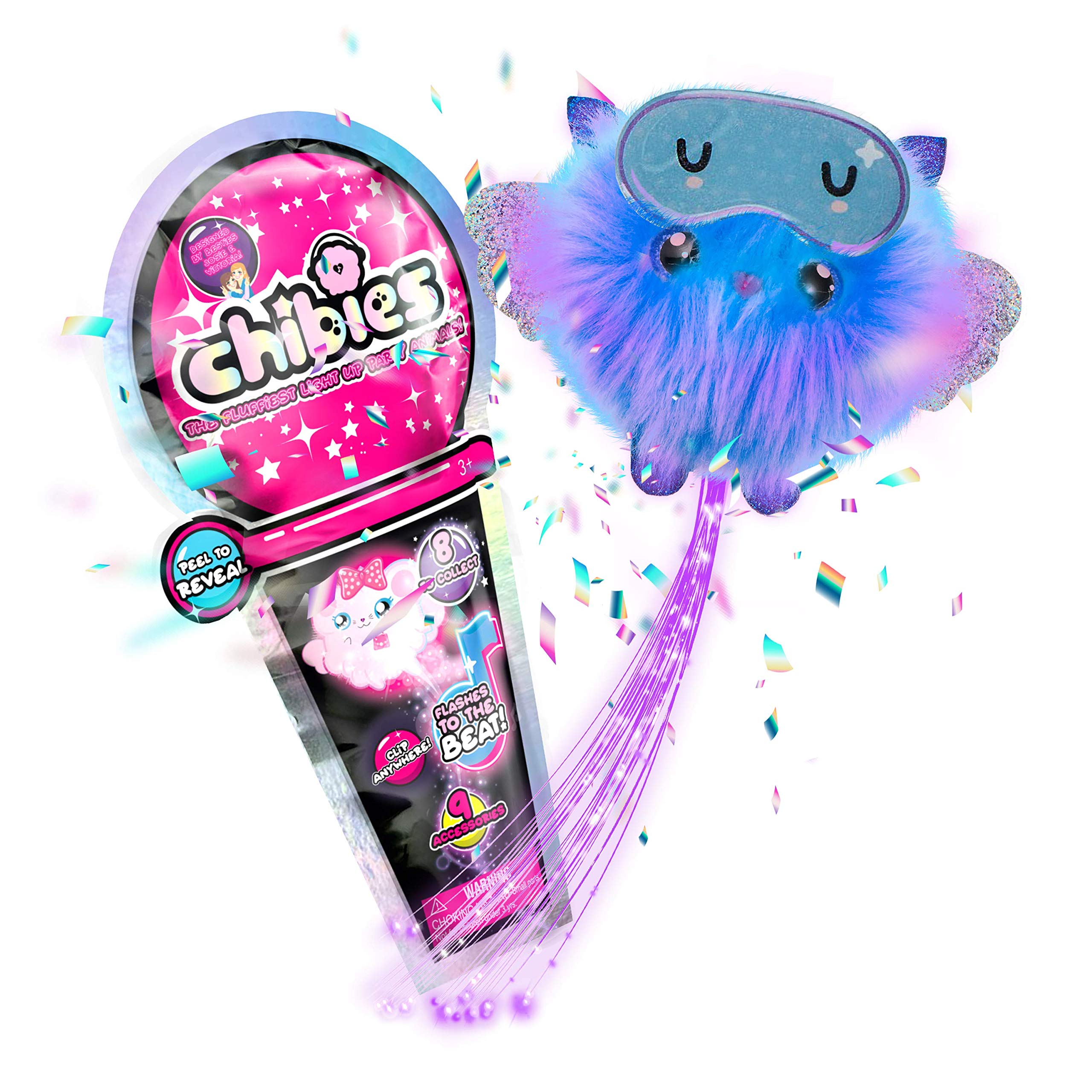 Chibies Surprise WOW STUFF Cute Fluffy Party Pets That Flash to the Beat of Music | Interactive Animal Toy Characters