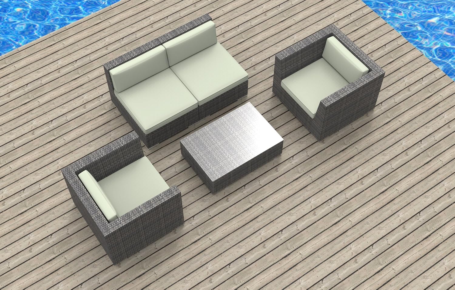 Amazon Com Urbanfurnishing Net 5c Belize Biege 5 Piece Modern Patio Furniture Sofa Sectional Couch Set Outdoor And Patio Furniture Sets Garden Outdoor