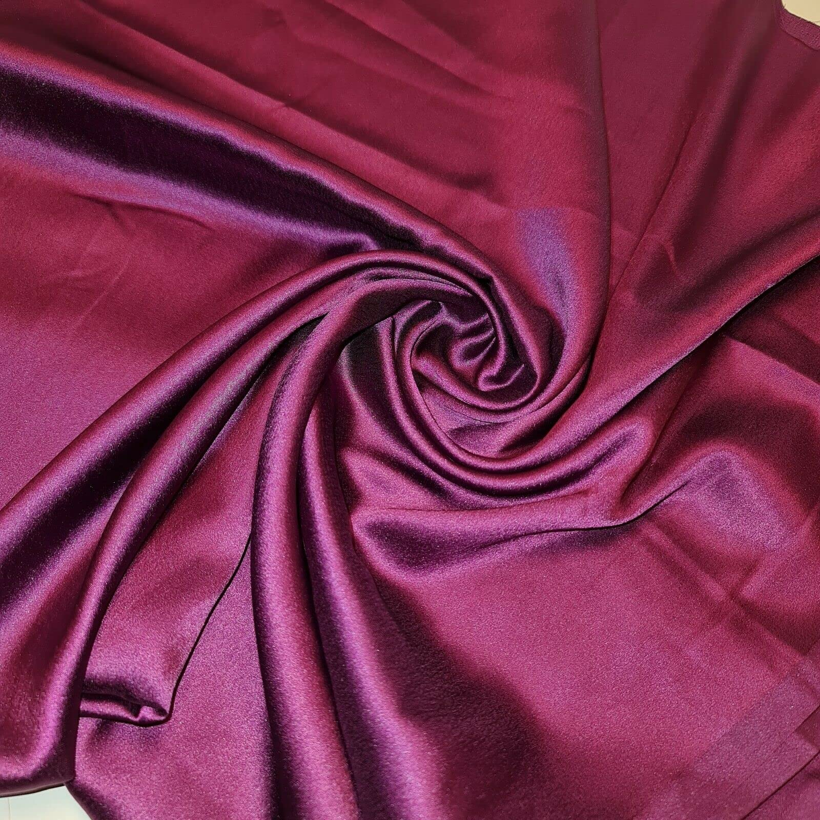 Glossy Charmeuse Silk Satin Bridal Dress Polyester Lining Craft Fabric 44" Meter (5 Meter, Plum)