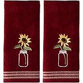 SKL Home by Saturday Knight Ltd. Sunflower In Jar 2 Pc Hand Towel Set, Wine