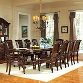 Steve Silver Furniture Antoinette 11pc Dining Table Set, 96"-120" Table w/ 24" Leaf, 2 Upholstered Arm Chairs and 8 Upholstered Side Chairs, Traditional Styling, 96" L x 48" W x 30" H, Brown