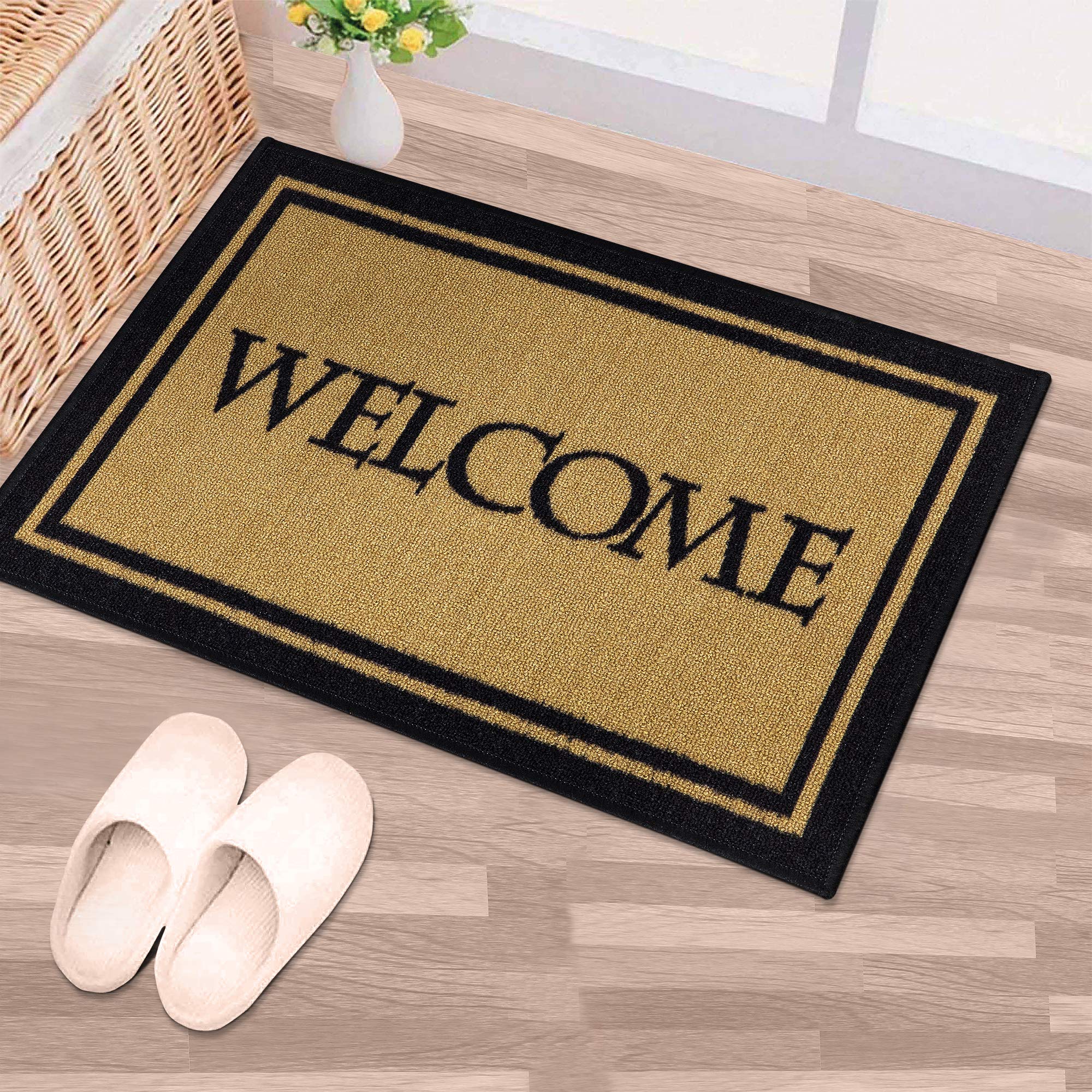 Ottomanson Doormat Collection Rectangular Welcome Bordered Doormat, 51 cm x 76 cm, Beige โ image 1