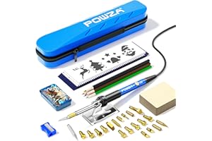 Powza, Corded Electric 72Pcs Wood Burning Kit for Beginners, Adjustable Professional wood burner pen Tool and Accessories, woodburning Embossing Carving (BLUE)