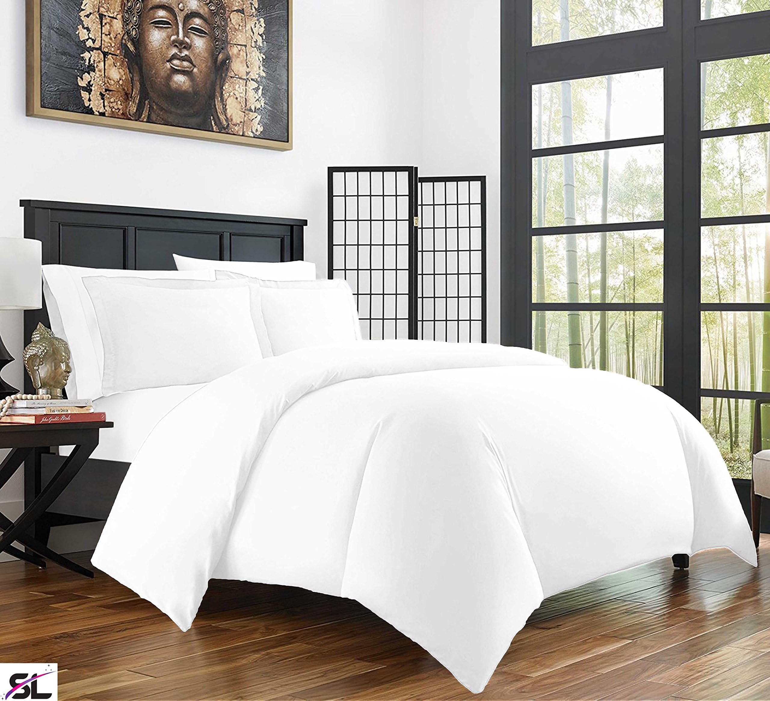 Duvet Cover set Original 400 Thread Count 100% Egyptian Cotton All UK Size (White, Super King Duvet Set)