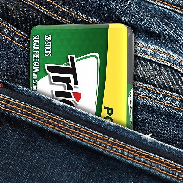 TRIDENT SPEARMINT SUGAR-FREE CHEWING GUM, 6 POCKET PACKS OF 28 PIECES (168 TOTAL PIECES)