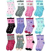 Gelante 12-Pack Girl Children Toddler Kids Cute Cotton Crew Novelty Socks