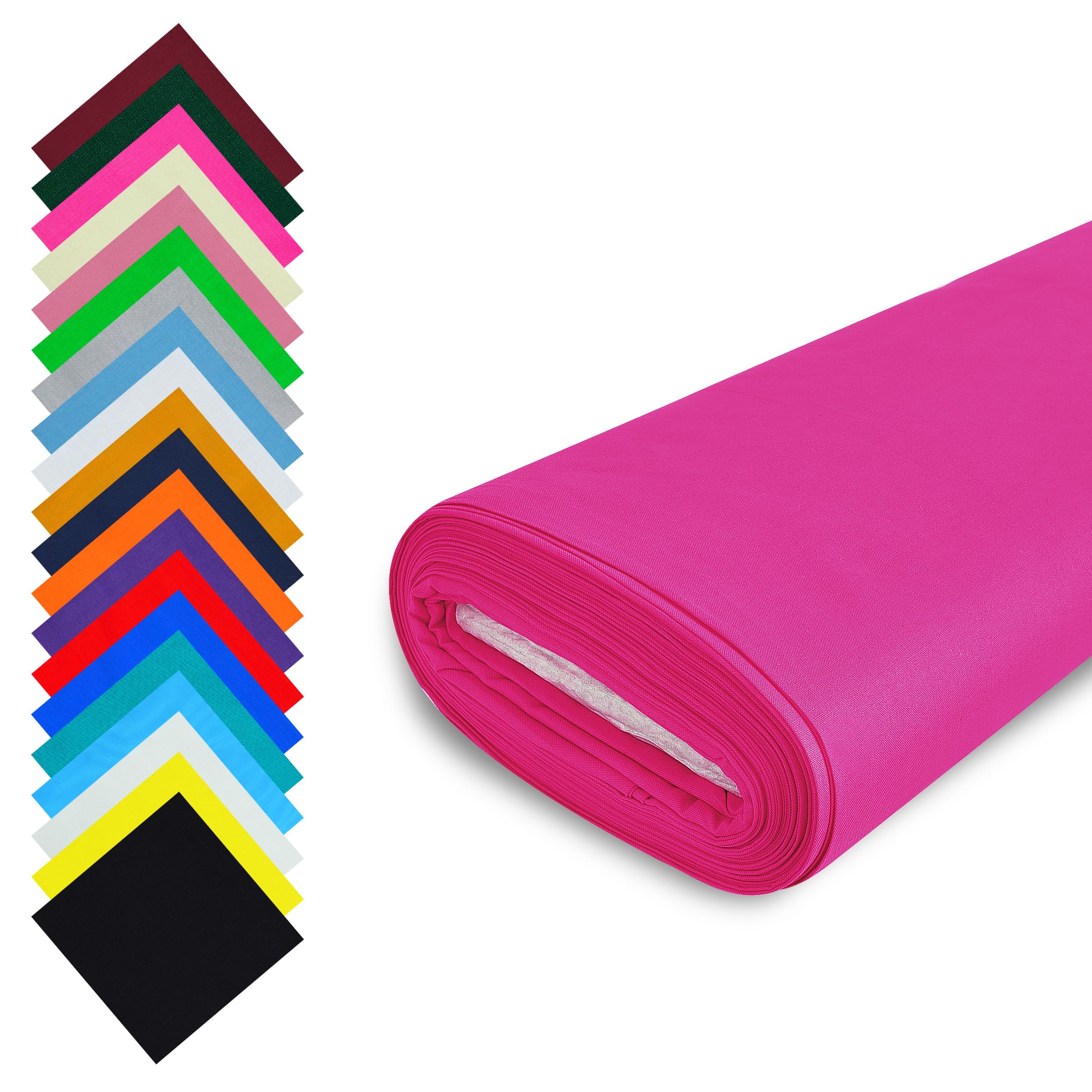 Fashion Track Cercie Pink Fabric Cotton by The Metre UK - 58 Inches / 147.5 cm Wide - 100% Cotton Fabric Plain - 60 Square - Available in 20 Colours and 5 Sizes (1 Metre, Cerise Pink) — image 1