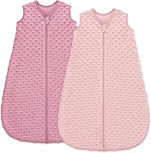 Unnivoll Schlafsack Baby 1.5 Tog Babyschlafsack 18-36 Monate 2er Pack Schlafsack Winter Herbst 90 cm für Jungen Mädchen Rosa