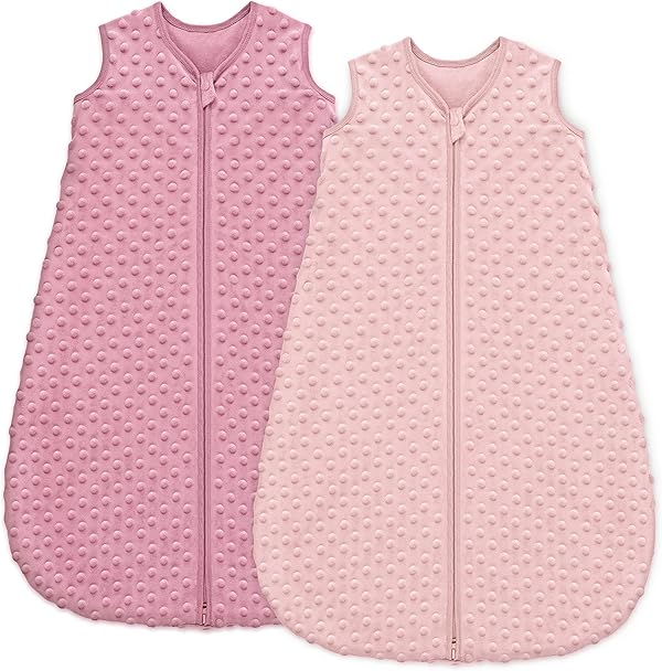 Unnivoll Schlafsack Baby 1.5 Tog Babyschlafsack 18-36 Monate 2er Pack Schlafsack Winter Herbst 90 cm für Jungen Mädchen Rosa