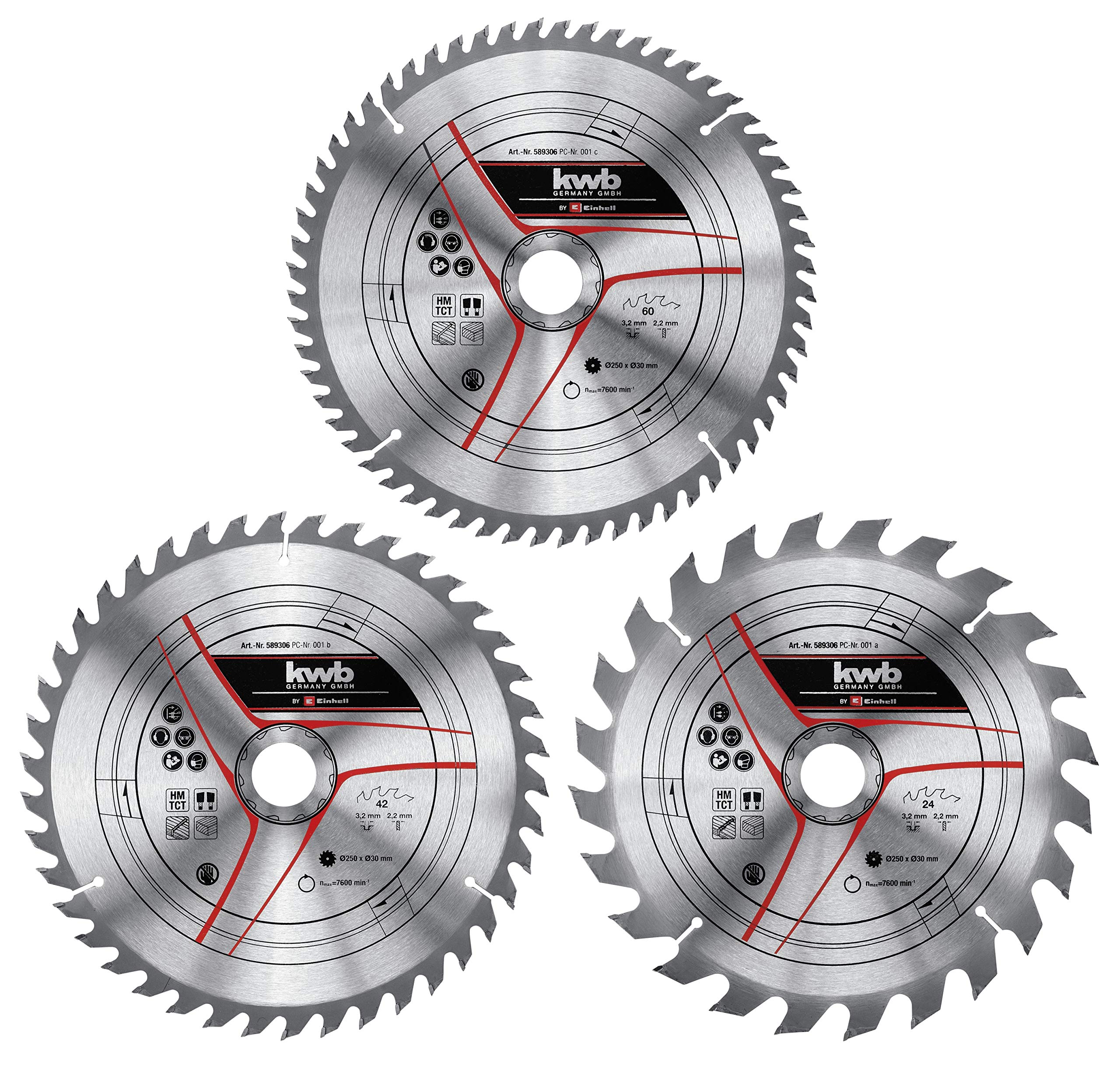 kwb by Einhell 49589306 Circular Saw Blade Set 3t 250 x 30 mm