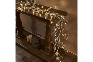 LITBLOOM Lighted Birch Garland 6FT 48 LED Battery Operated with Timer Pre-lit Twig Vine Lights for Christmas Fireplace Mantle Table Decoration Indoor Outdoor