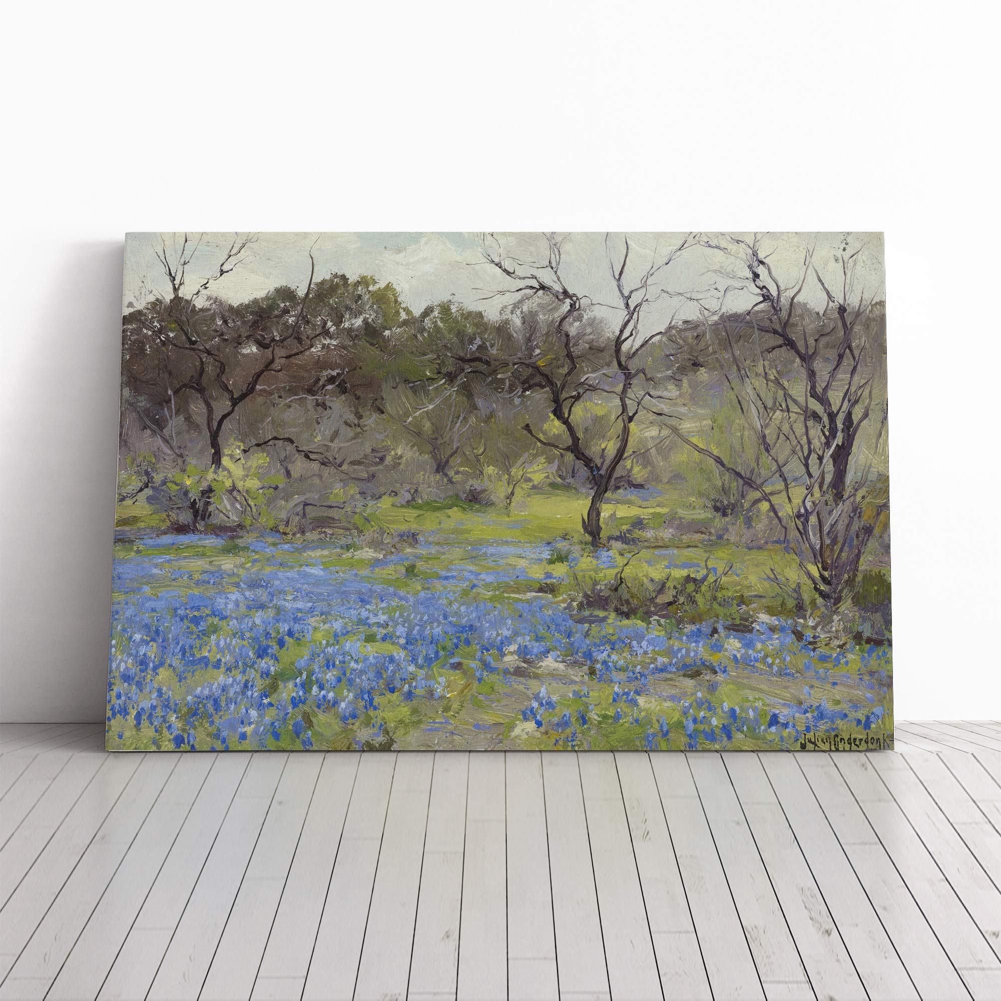 Julian Onderdonk Blue Bonnet Field Vol.2 Canvas Print | Gallery Wrapped 30mm Frame Wall Art | 20x14 inches | Ready to Hang | Modern Landscape Picture | Living Room Bedroom Lounge Office